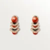Geometrie & Contrastes Earrings, Coral, Paved