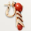 Geometrie & Contrastes Earrings, Coral, Paved