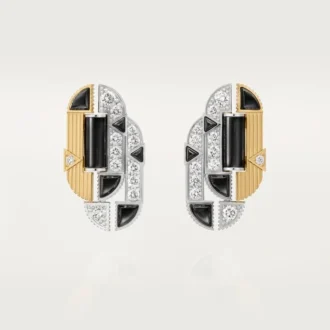 Geometrie & Contrastes Earrings, Onyx, Paved