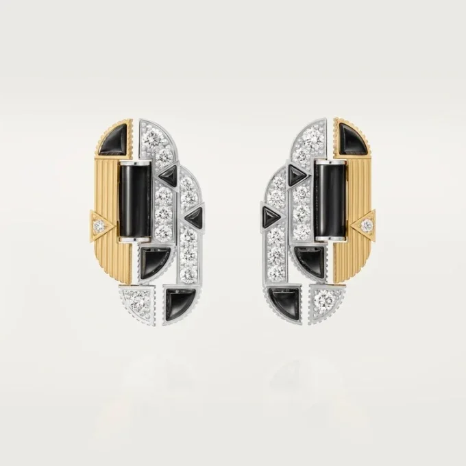 Geometrie & Contrastes Earrings, Onyx, Paved Geometrie & Contrastes Earrings, Onyx, Paved