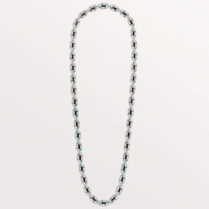 Geometrie & Contrastes Necklace, Chrysoprase, Multi-Wear, Paved