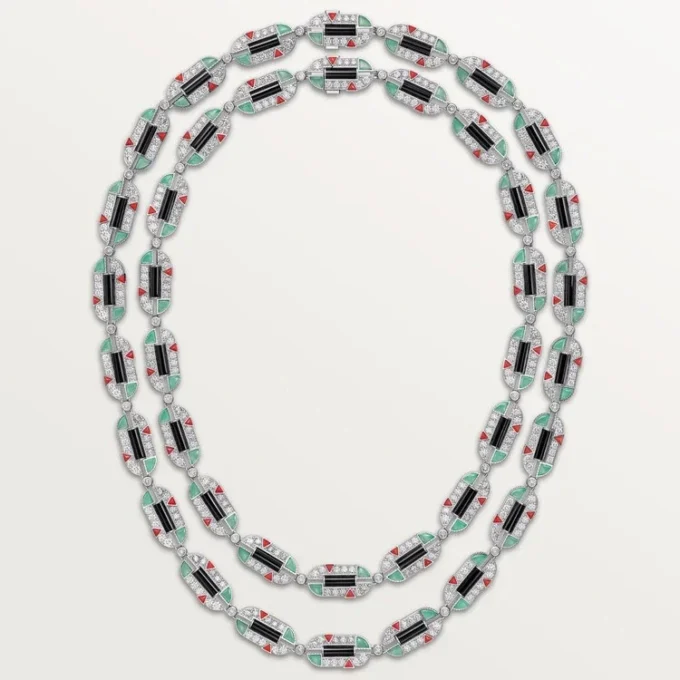 Geometrie & Contrastes Necklace, Chrysoprase, Multi-Wear, Paved