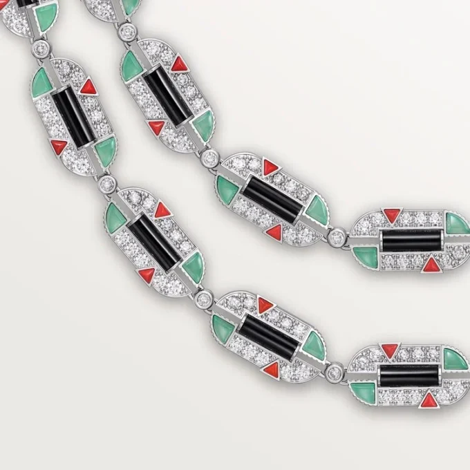 Geometrie & Contrastes Necklace, Chrysoprase, Multi-Wear, Paved