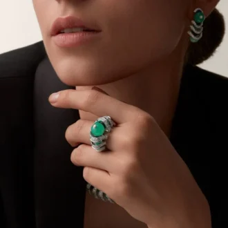 Geometrie & Contrastes Necklace, Chrysoprase, Paved