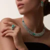Geometrie & Contrastes Necklace, Chrysoprase, Paved
