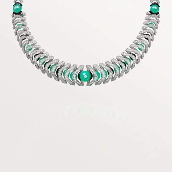 Geometrie & Contrastes Necklace, Chrysoprase, Paved