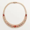 Geometrie & Contrastes Necklace, Coral, Paved