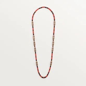 Geometrie & Contrastes Necklace, Coral, Paved