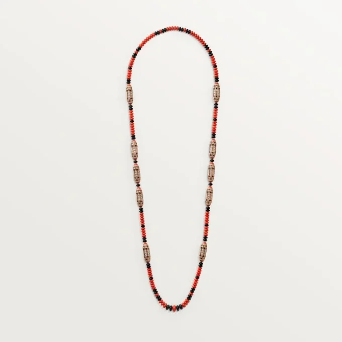 Geometrie & Contrastes Necklace, Coral, Paved