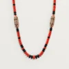 Geometrie & Contrastes Necklace, Coral, Paved