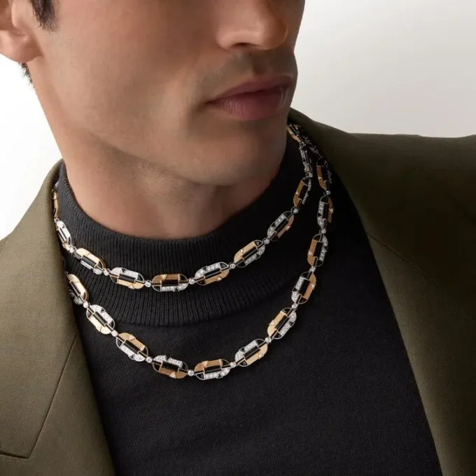 Geometrie & Contrastes Necklace, Onyx, Multi-Wear, Paved