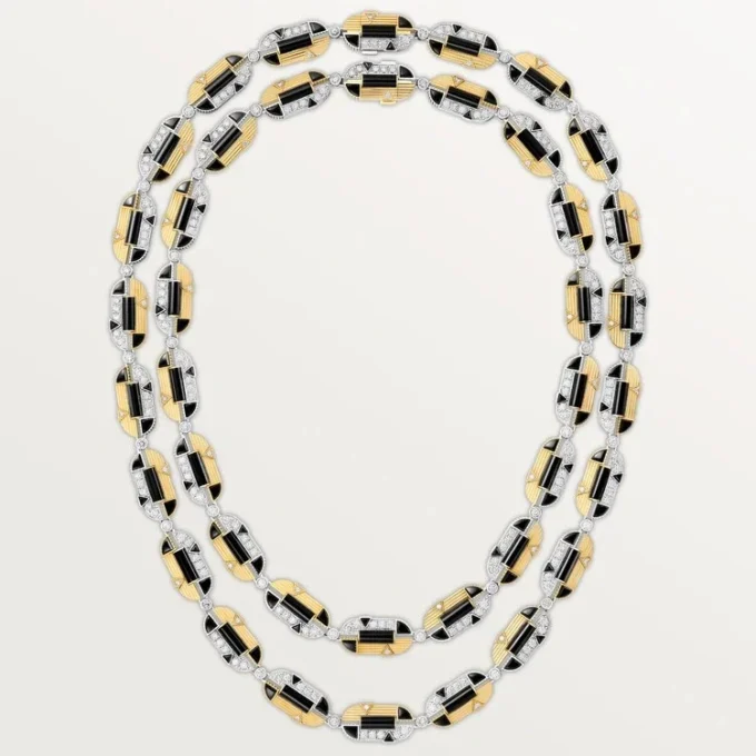 Geometrie & Contrastes Necklace, Onyx, Multi-Wear, Paved