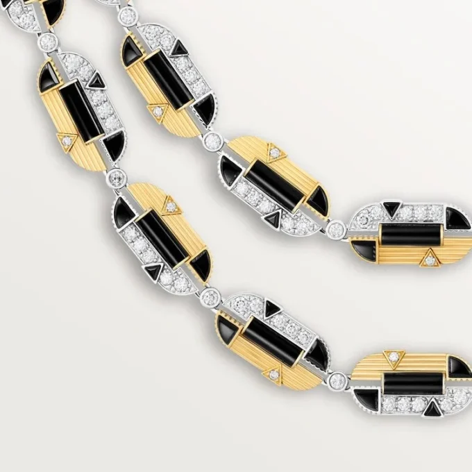 Geometrie & Contrastes Necklace, Onyx, Multi-Wear, Paved