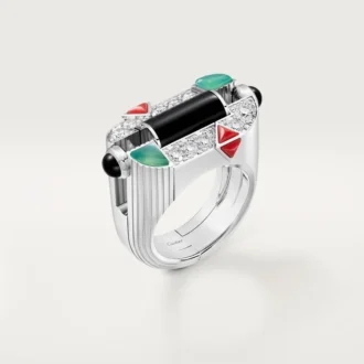 Geometrie & Contrastes Ring, Chrysoprase, Paved