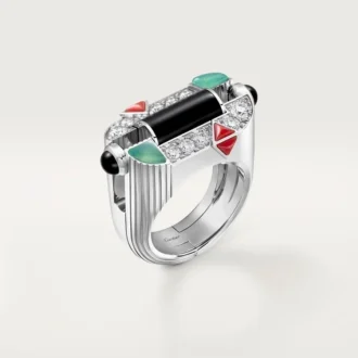 Geometrie & Contrastes Ring, Chrysoprase, Paved