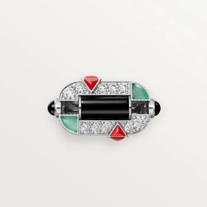 Geometrie & Contrastes Ring, Chrysoprase, Paved