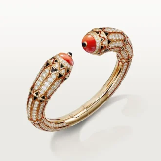 Geometrie & Contrastes Bracelet, Coral, Paved