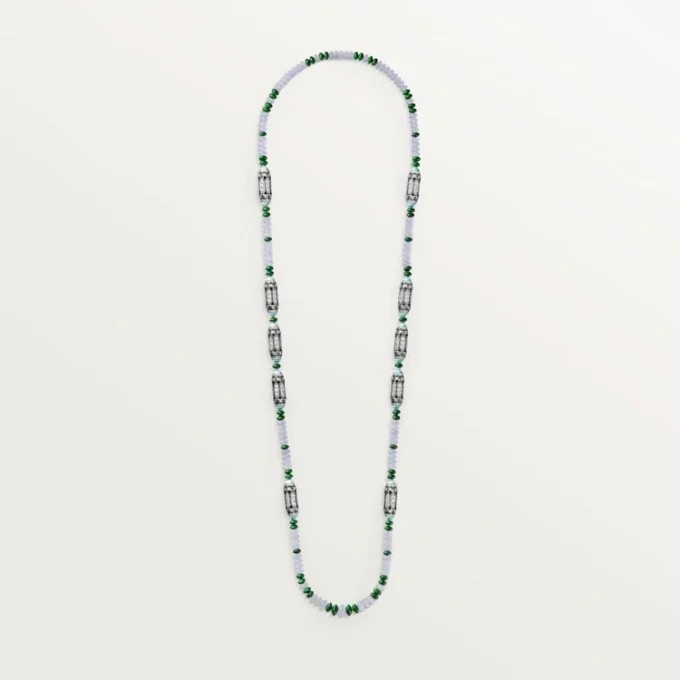 High Jewelry Necklace – White Gold, Chalcedony, Skarn, Turquoise, Black Lacquer, Diamonds – Cartier High Jewelry Necklace – White Gold, Chalcedony, Skarn, Turquoise, Black Lacquer, Diamonds – Cartier