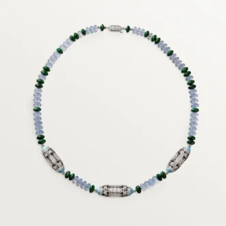 High Jewelry Necklace – White Gold, Chalcedony, Skarn, Turquoise, Black Lacquer, Diamonds – Cartier