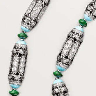 High Jewelry Necklace – White Gold, Chalcedony, Skarn, Turquoise, Black Lacquer, Diamonds – Cartier