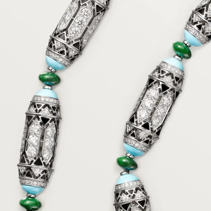 High Jewelry Necklace – White Gold, Chalcedony, Skarn, Turquoise, Black Lacquer, Diamonds – Cartier High Jewelry Necklace – White Gold, Chalcedony, Skarn, Turquoise, Black Lacquer, Diamonds – Cartier