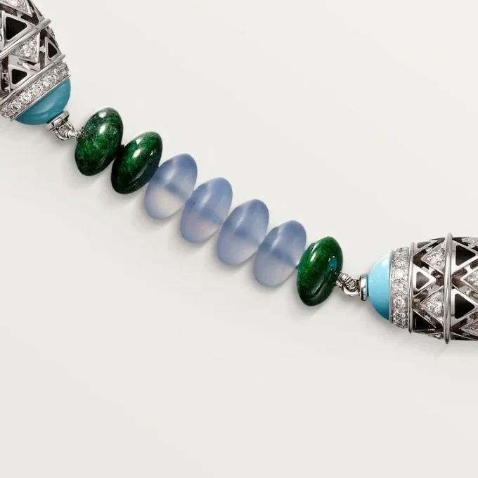 High Jewelry Necklace – White Gold, Chalcedony, Skarn, Turquoise, Black Lacquer, Diamonds – Cartier
