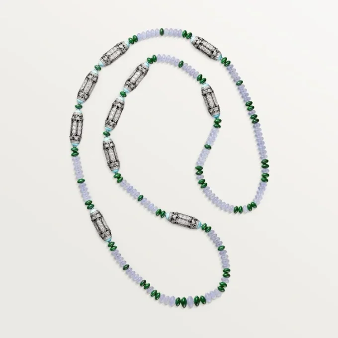 High Jewelry Necklace – White Gold, Chalcedony, Skarn, Turquoise, Black Lacquer, Diamonds – Cartier High Jewelry Necklace – White Gold, Chalcedony, Skarn, Turquoise, Black Lacquer, Diamonds – Cartier