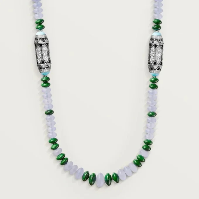 High Jewelry Necklace – White Gold, Chalcedony, Skarn, Turquoise, Black Lacquer, Diamonds – Cartier High Jewelry Necklace – White Gold, Chalcedony, Skarn, Turquoise, Black Lacquer, Diamonds – Cartier