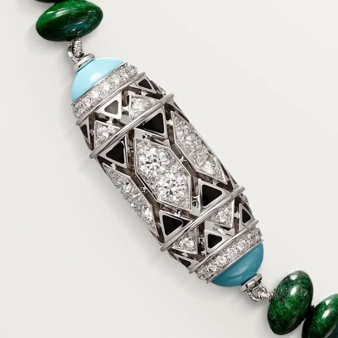 High Jewelry Necklace – White Gold, Chalcedony, Skarn, Turquoise, Black Lacquer, Diamonds – Cartier