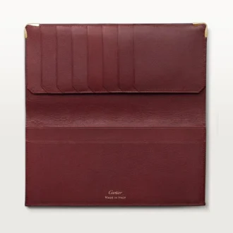 International Wallet with Gussets, Must De Cartier – Burgundy Calfskin, Golden Finish – Cartier