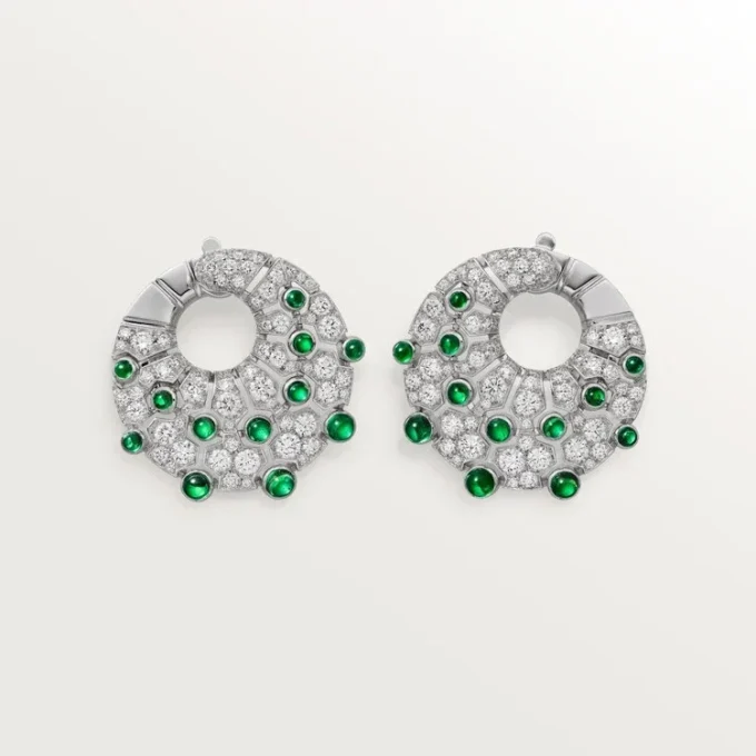 Le Voyage Recommence Hoop Earrings, Emerald, Paved