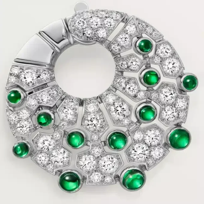 Le Voyage Recommence Hoop Earrings, Emerald, Paved