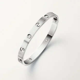 Love Bracelet, Classic Model, Brushed, 4 Diamonds