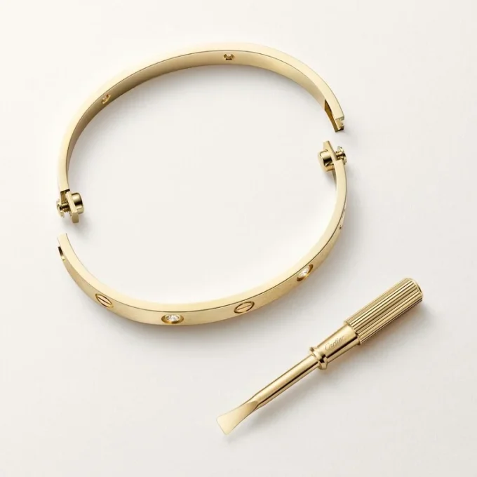 Love Bracelet, Classic Model, Brushed, 4 Diamonds Love Bracelet, Classic Model, Brushed, 4 Diamonds