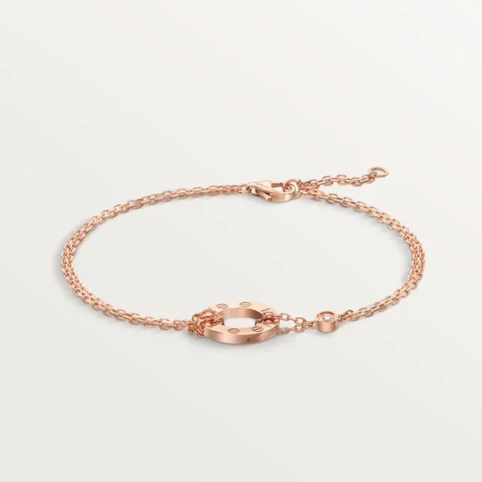 Love Bracelet, on Chain, 2 Diamonds Love Bracelet, on Chain, 2 Diamonds