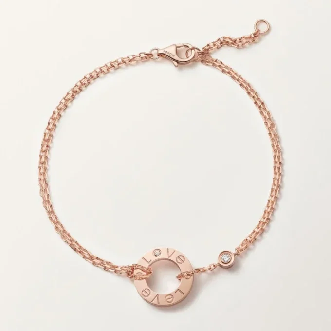 Love Bracelet, on Chain, 2 Diamonds Love Bracelet, on Chain, 2 Diamonds