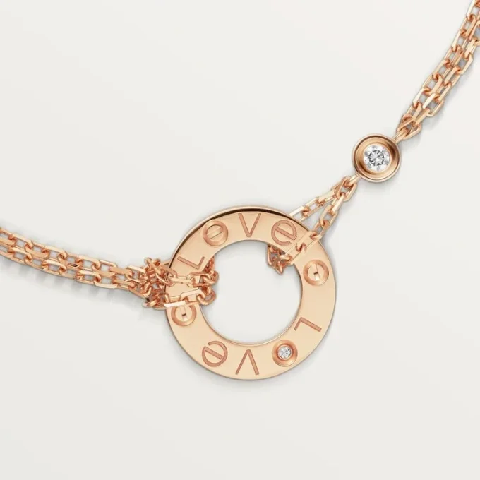 Love Bracelet, on Chain, 2 Diamonds Love Bracelet, on Chain, 2 Diamonds