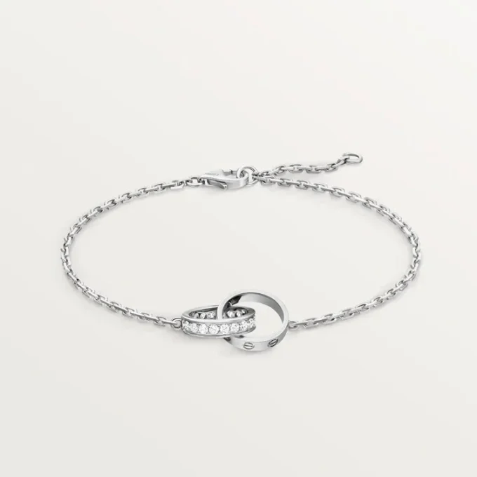 Love Bracelet, on Chain, Half-Paved Love Bracelet, on Chain, Half-Paved