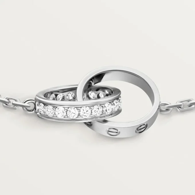 Love Bracelet, on Chain, Half-Paved Love Bracelet, on Chain, Half-Paved