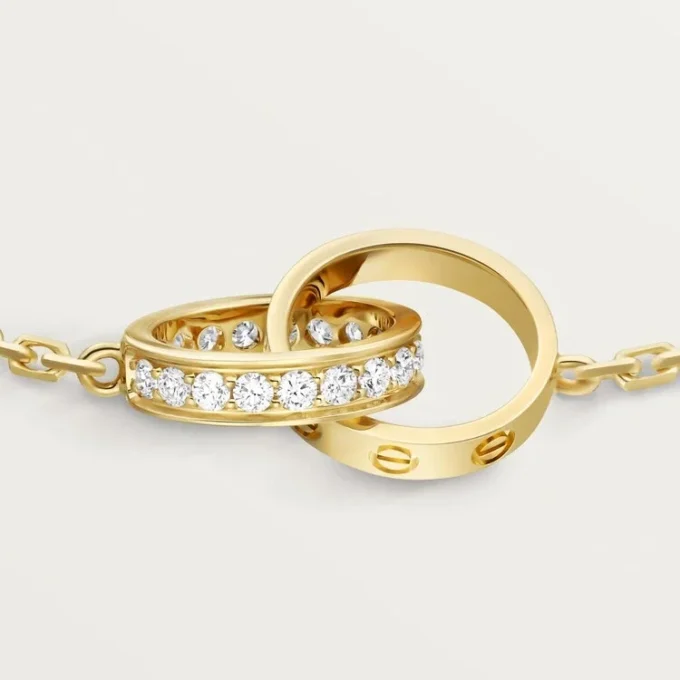 Love Bracelet, on Chain, Half-Paved Love Bracelet, on Chain, Half-Paved