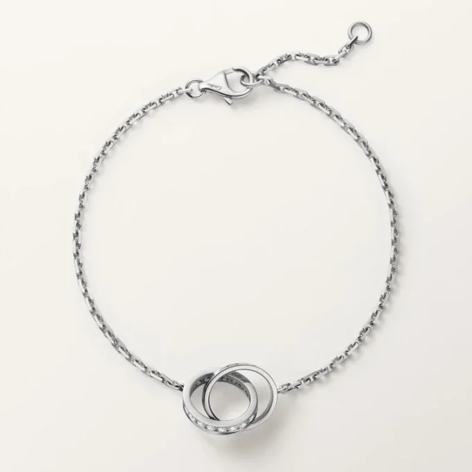 Love Bracelet, on Chain, Half-Paved Love Bracelet, on Chain, Half-Paved