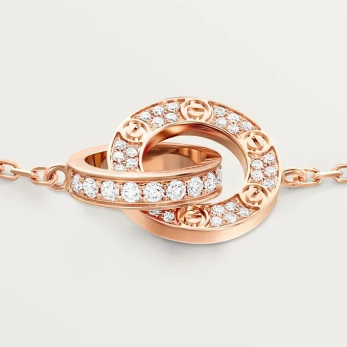 Love Bracelet, on Chain, Paved Love Bracelet, on Chain, Paved