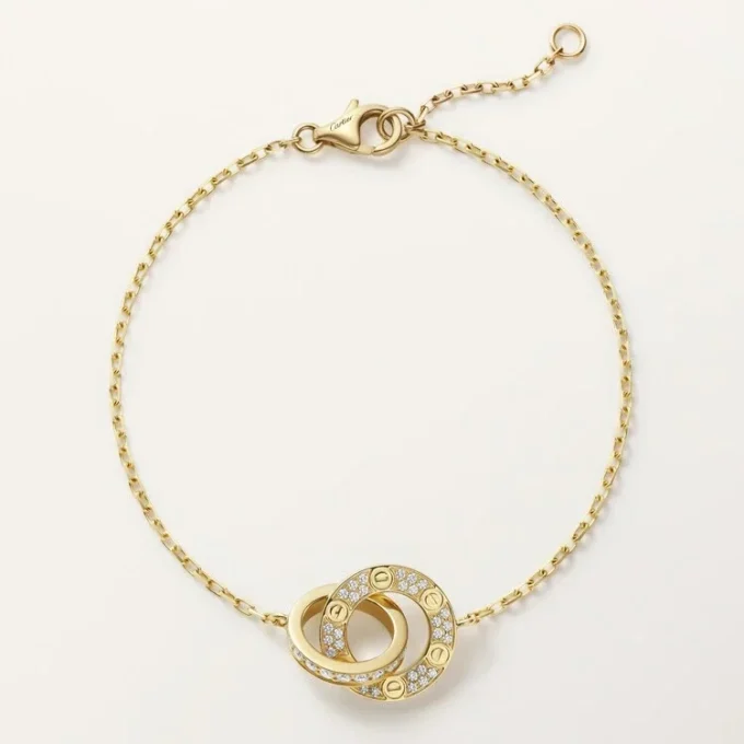 Love Bracelet, on Chain, Paved Love Bracelet, on Chain, Paved