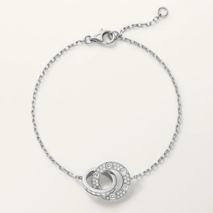 Love Bracelet, on Chain, Paved Love Bracelet, on Chain, Paved