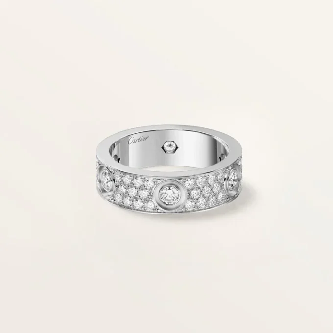 Love Ring, Classic Model, Paved, 6 Diamonds Love Ring, Classic Model, Paved, 6 Diamonds