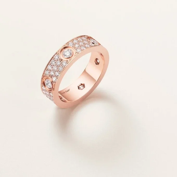 Love Ring, Classic Model, Paved, 6 Diamonds Love Ring, Classic Model, Paved, 6 Diamonds