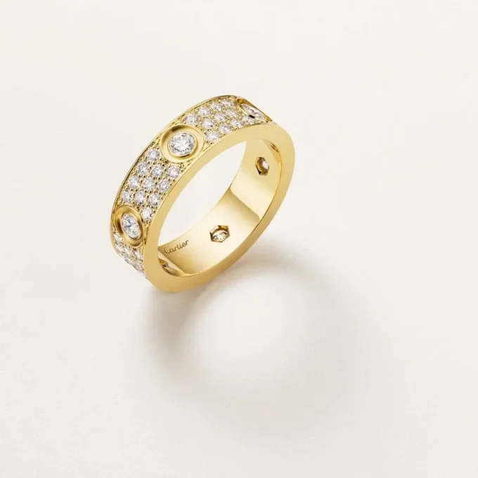 Love Ring, Classic Model, Paved, 6 Diamonds Love Ring, Classic Model, Paved, 6 Diamonds