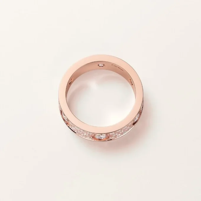 Love Ring, Classic Model, Paved, 6 Diamonds Love Ring, Classic Model, Paved, 6 Diamonds