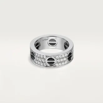 Love Ring, Diamond-Paved, Ceramic – White Gold, Ceramic, Diamonds – Cartier