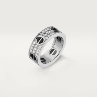 Love Ring, Diamond-Paved, Ceramic – White Gold, Ceramic, Diamonds – Cartier